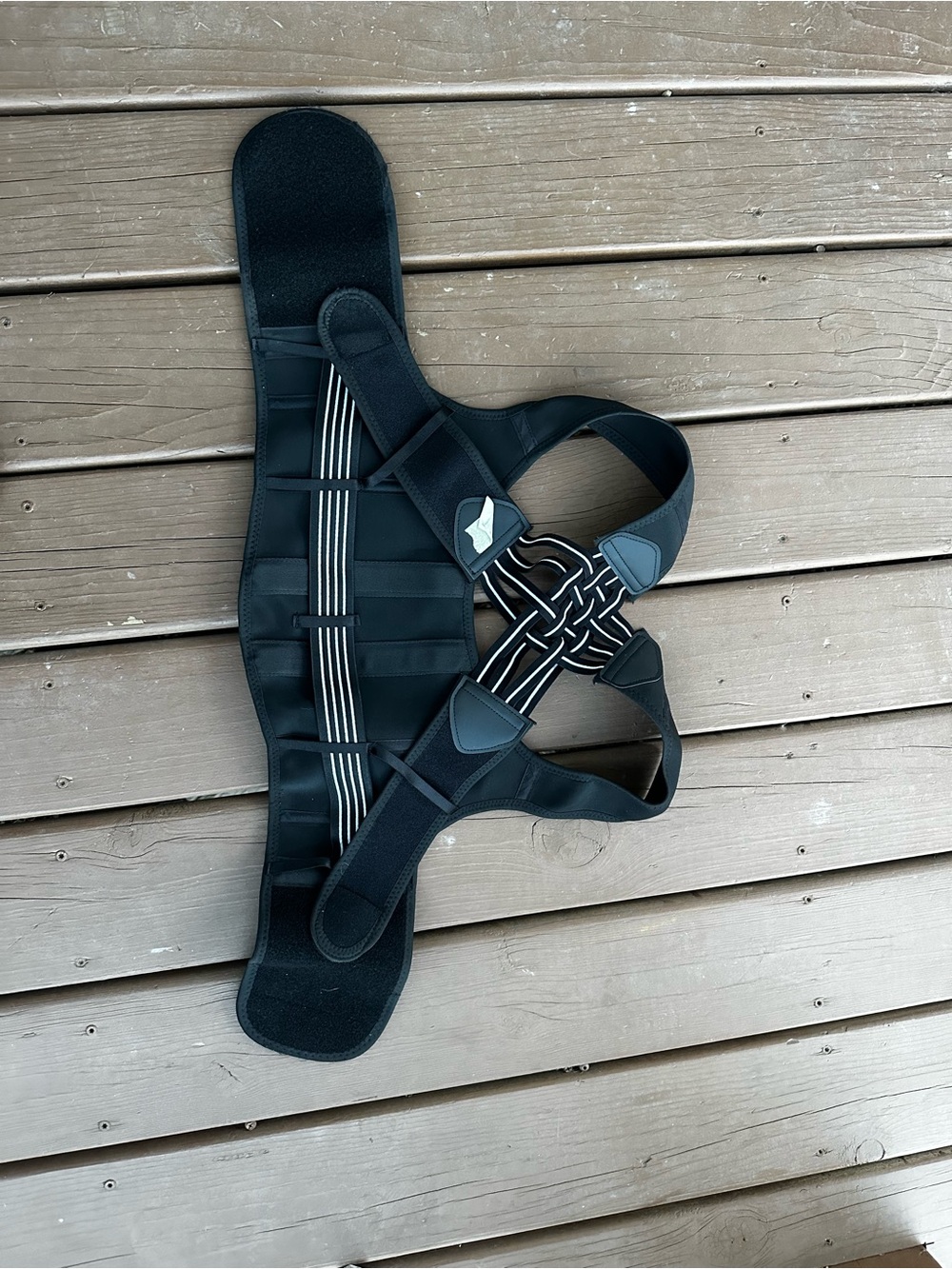Adjustable Black Posture Corrector with Striped Support